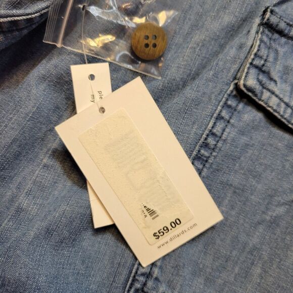 Westbound The Island Crop Blue Cotton Blend Cropped Straight Leg Pants Women's - Picture 7 of 12